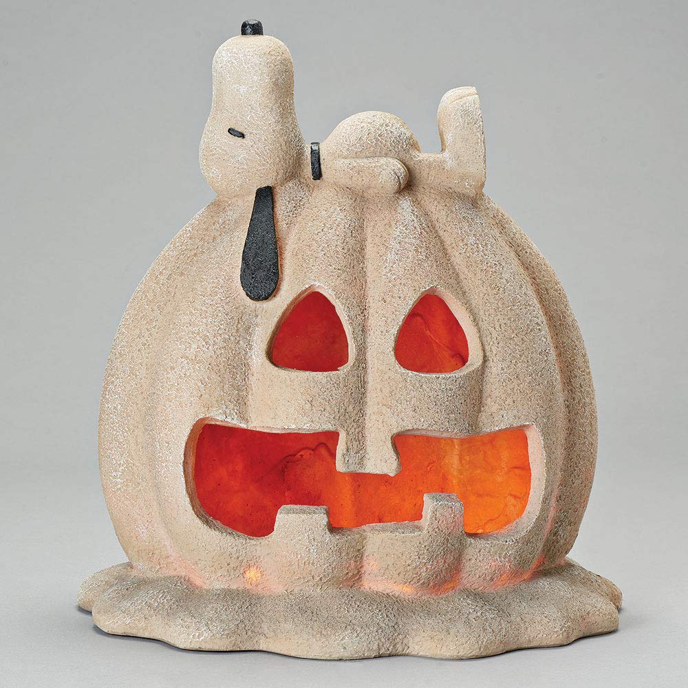 Roman Lights Peanuts Snoopy LED/Solar Powered Jack-O'-Lantern Statue - 18 Inch Halloween Outdoor Decor for Garden, Yard & Porch