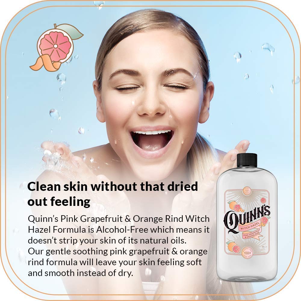 Quinn’s Alcohol-Free Witch Hazel Toner with Pink Grapefruit & Orange Peel (16 oz) & Lavender Hydrosol Facial Mist (8 oz) - Natural Skincare for Acne, Pores & Sensitive Skin | Daily Face Care Routine