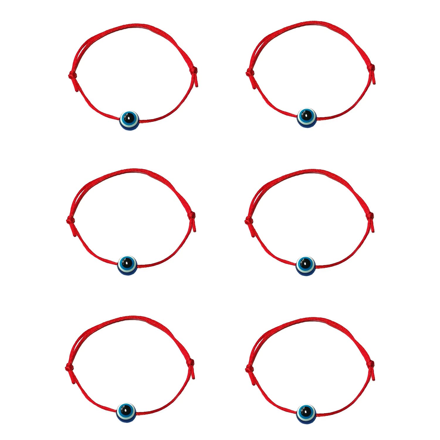 6Pcs Handmade Evil Eye Bracelets & Anklets Set - Adjustable Red Black String Protection Amulet for Women & Men - Lucky Ojo Charm for Travel, Work, and Daily Wear