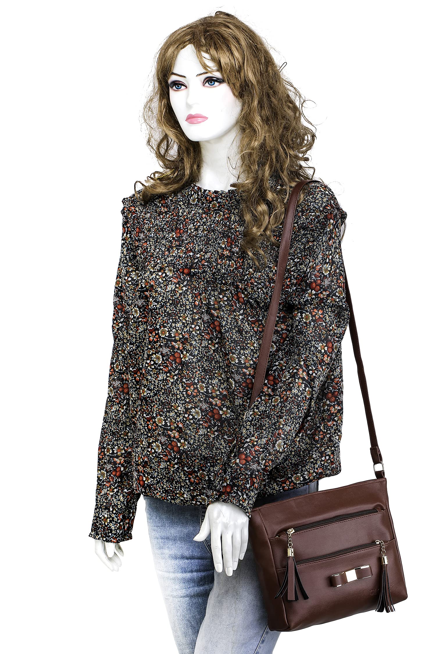 GLOSSY Girls' Sling Bag Crossbody Purse for Teens - Stylish Brown Leather Shoulder Bag (UF777088) | Perfect for School, Travel & Everyday Use