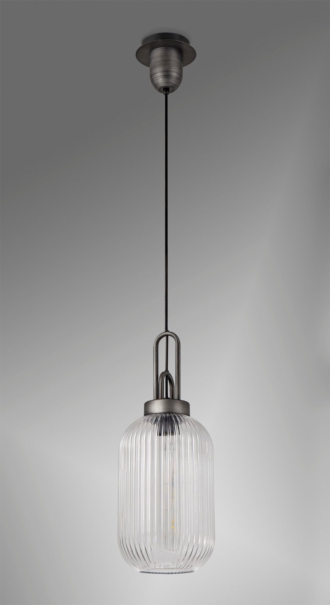 Stylish Cadiz 1-Light Pendant Light with 20cm Tubular Ribbed Glass Shade - E27 Socket, IP20 Rated, Multiple Color Options - Perfect for Kitchen Island, Dining Room, or Entryway Lighting