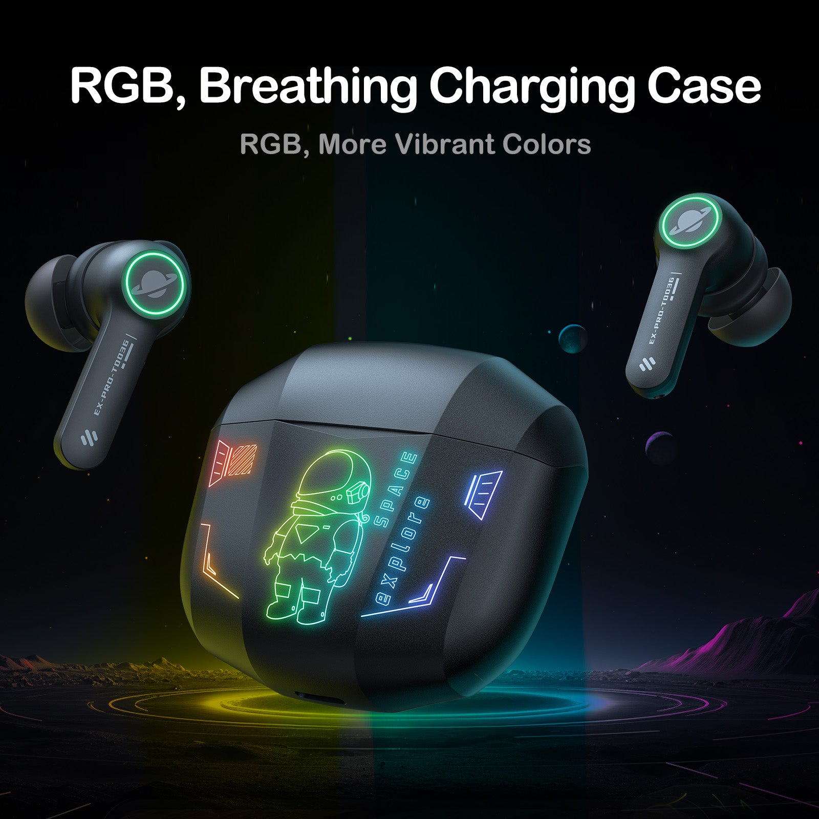 ONIKUMA T36 RGB TWS Gaming Earbuds - Bluetooth 5.0 Wireless Earbuds with 40ms Low Latency, Noise Cancelling for Mobile Gaming, Music & Workouts - Perfect for PUBG, Fortnite & Fitness Training