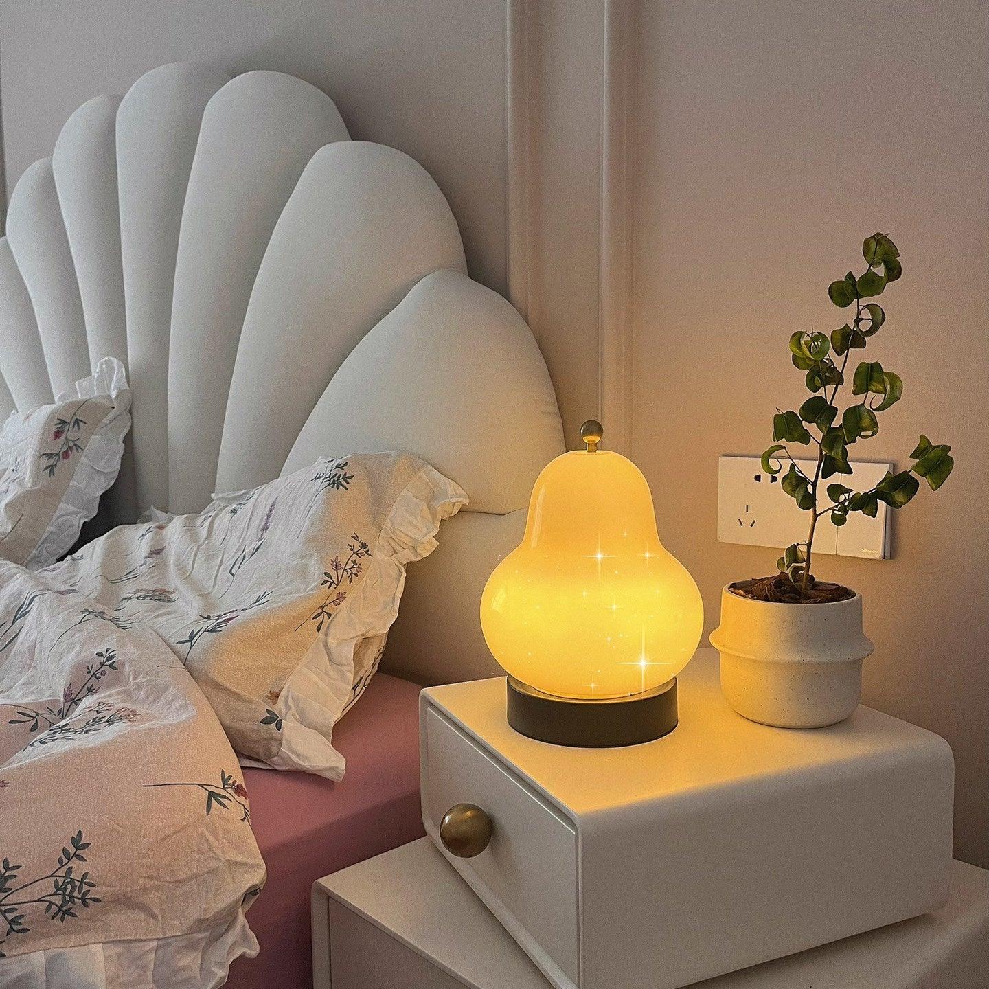 Pear Rechargeable LED Table Lamp with Built-in Battery - Perfect for Bedroom, Office, and Reading Nook Lighting