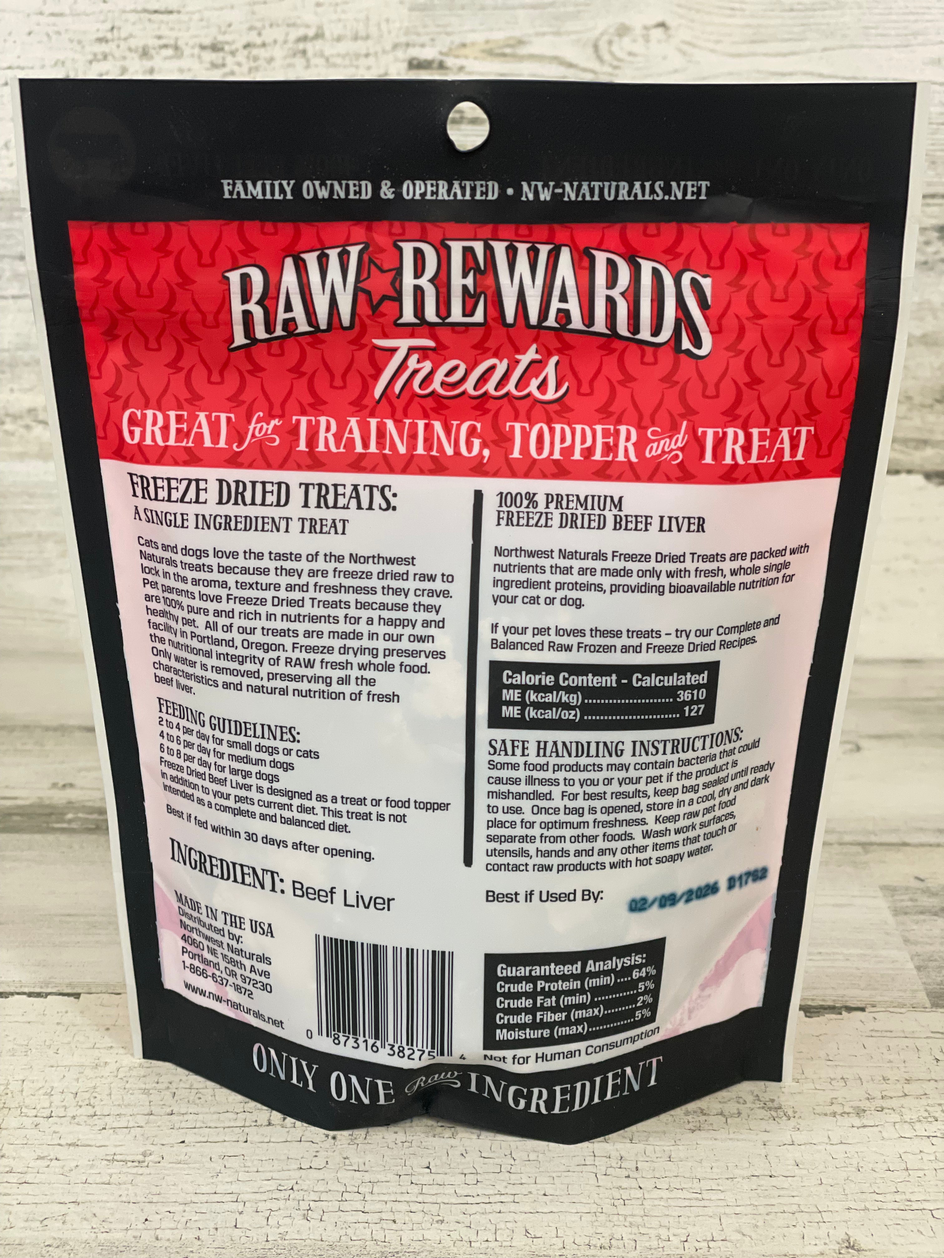 Northwest Naturals Freeze Dried Beef Liver Dog Treats - 3oz Raw Rewards - High Protein Snack for Training & Health - Perfect for Small & Large Breeds