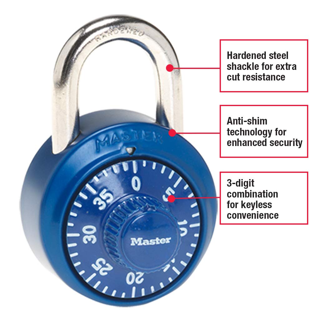 Master Lock 1561DLTBLU Combination Padlock - 1 Pack Light Blue Locker Lock for Gym, School & Storage | Secure Your Belongings at Work, Travel & Sports Facilities