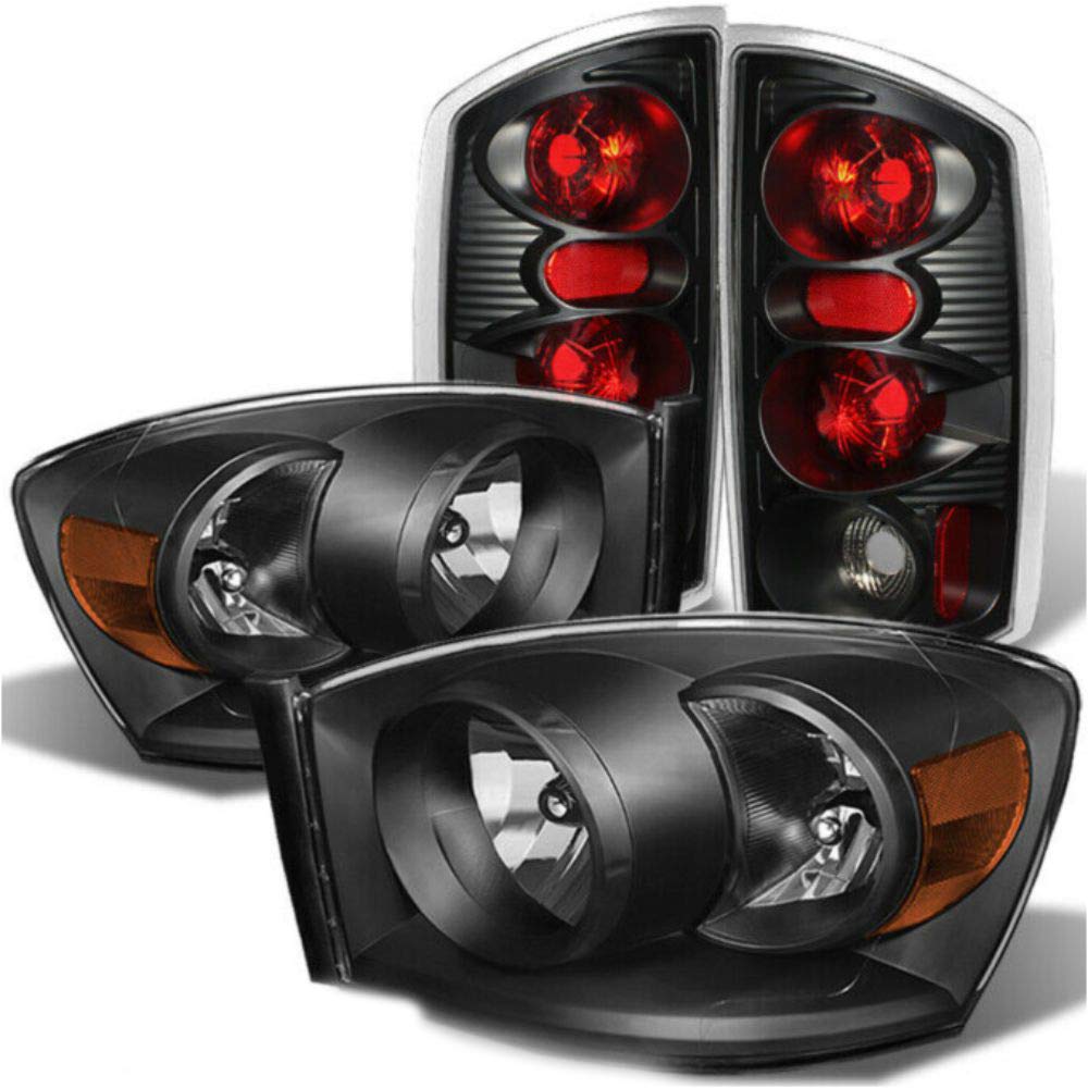 2006 Crystal Pattern Black Headlights & Tail Light Lamps Pair - Perfect Fit, Durable Replacement Auto Parts for Ford Focus - Upgrade Your Car's Style & Night Visibility
