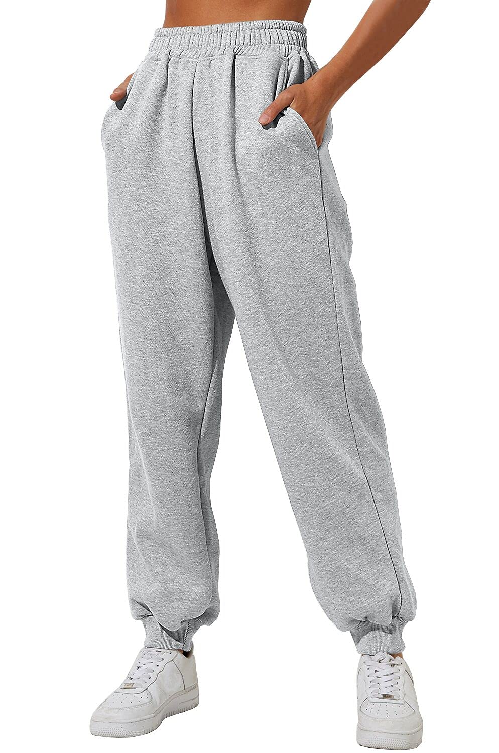 Yovela Women's High Waisted Baggy Sweatpants - Soft Fleece Joggers with Pockets for Fall | Y2K Aesthetic Casual Pants for Lounge, Workout & Streetwear Fashion