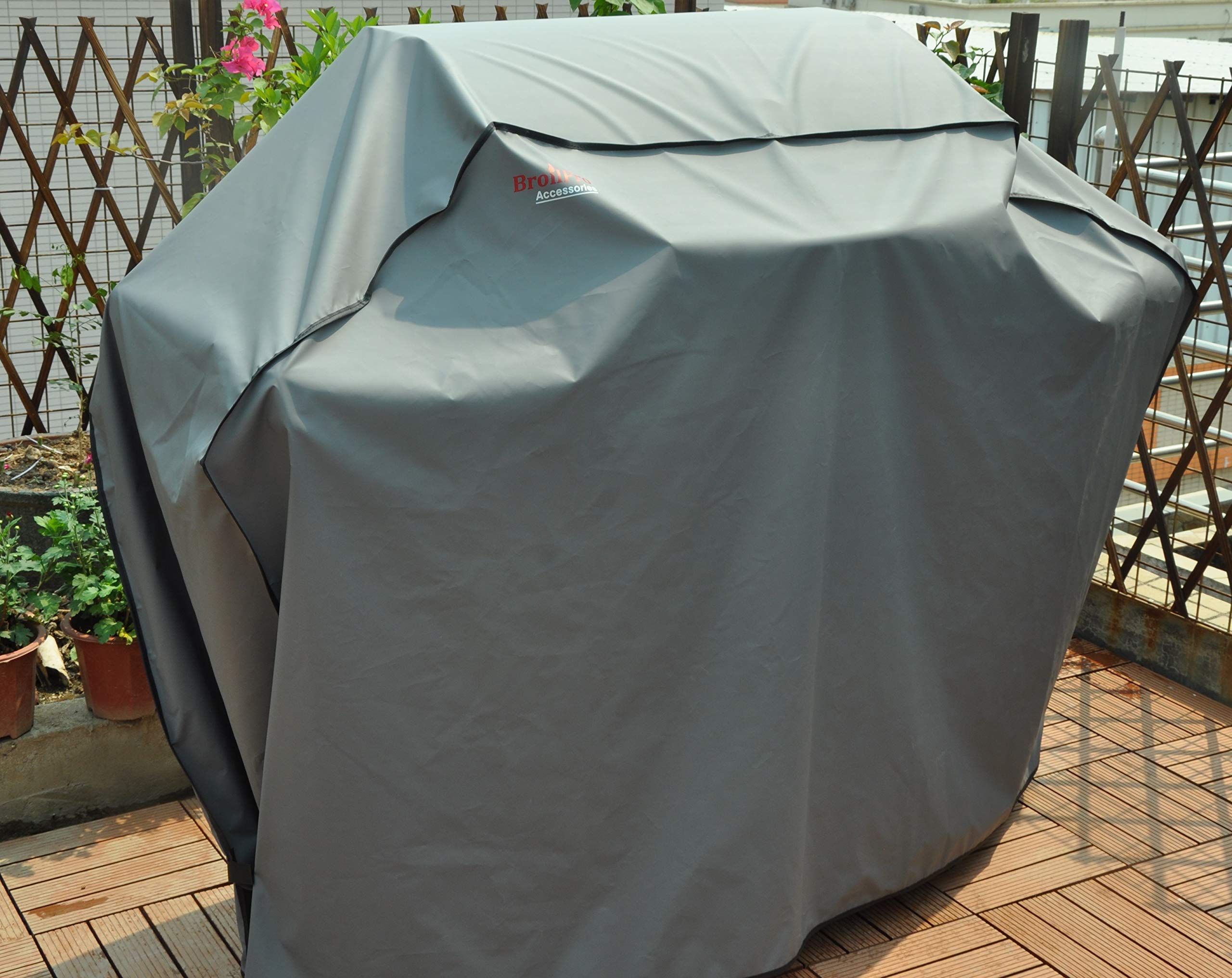 Heavy Duty 58-Inch Waterproof Gas Grill Cover - Fits Weber, Char-Broil, Coleman Grills - Weatherproof Gray Outdoor BBQ Cover for Patio, Backyard & Camping Use