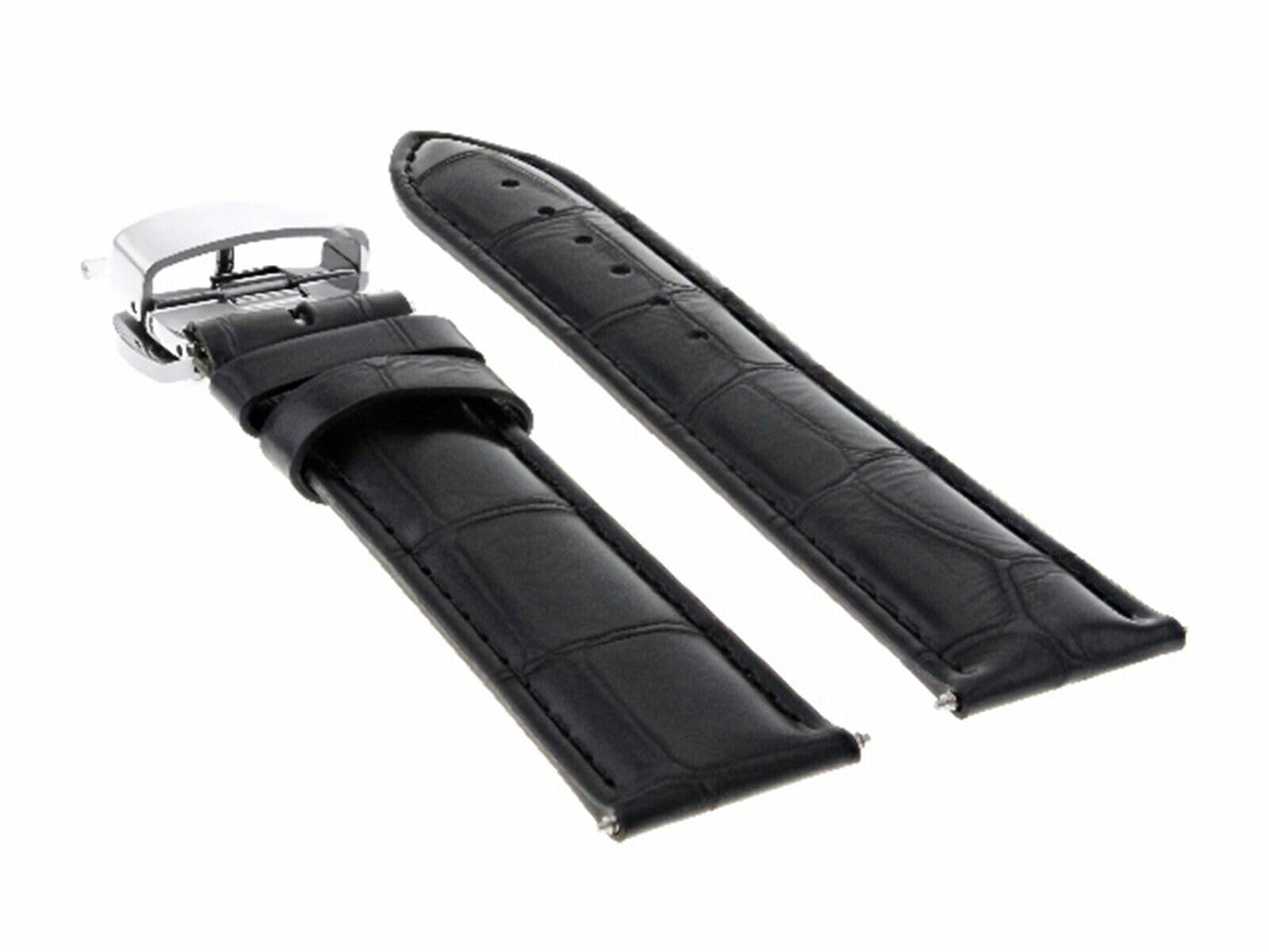 19mm Leather Watch Band for Tudor Prince - Black Strap for Daily Wear
