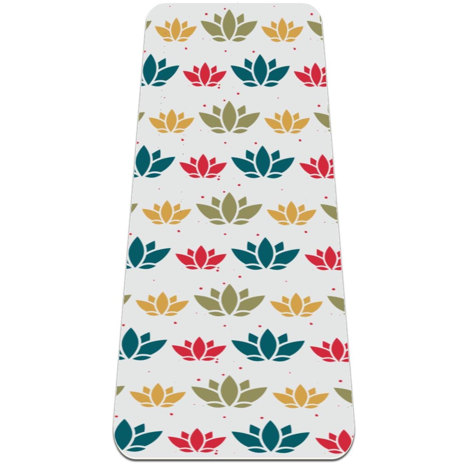 Premium Non-Slip Thick Yoga Mat for Women - Eco-Friendly Japanese Nature Green Lotus Design - Ideal for Home Workouts, Pilates, Hot Yoga & Fitness Training