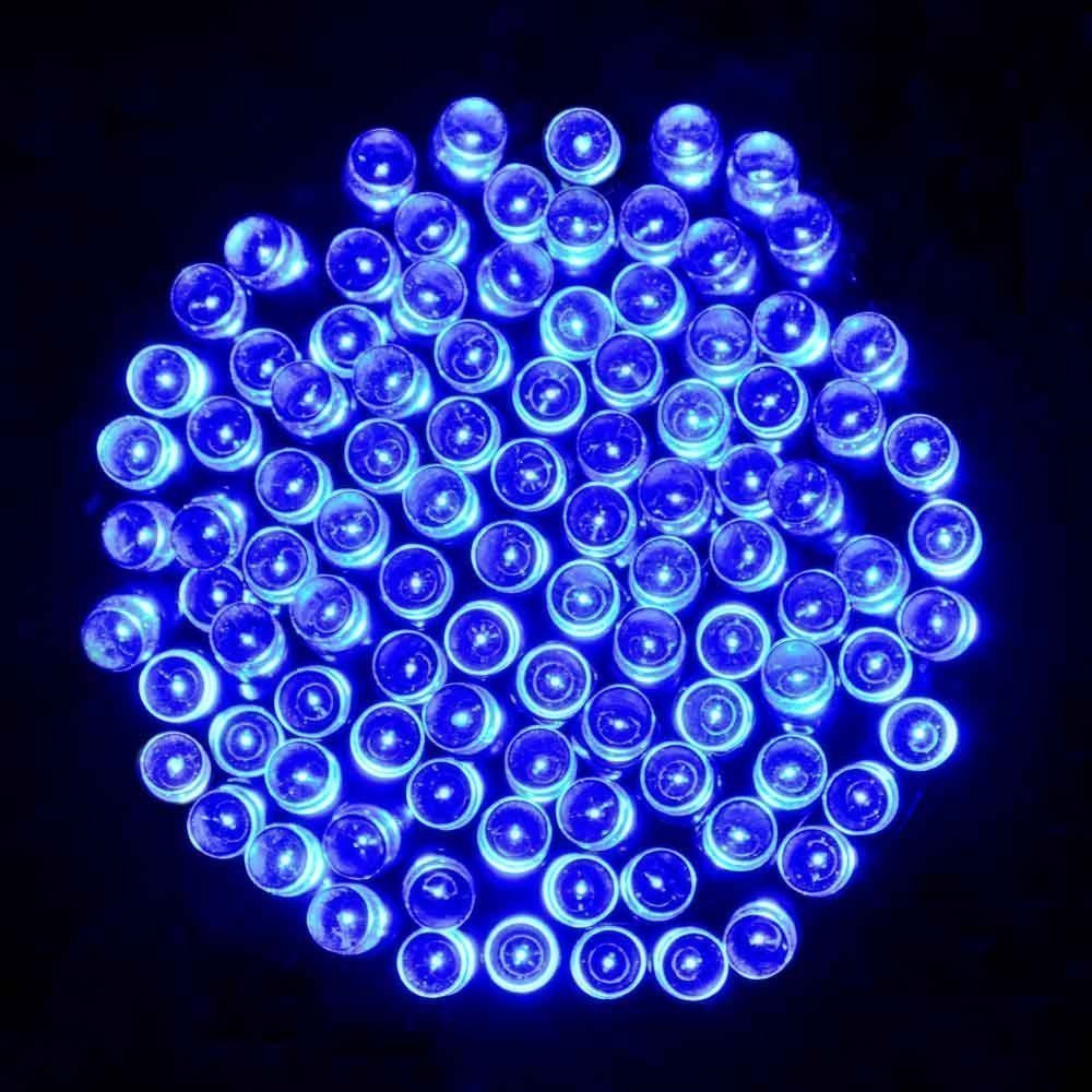 AMZSTAR 100 LED Solar String Lights 55ft Waterproof Outdoor Christmas Lights with Light Sensor - Blue LED Fairy Lights for Garden, Patio, Wedding, Halloween & Indoor Decoration (Energy Efficient)