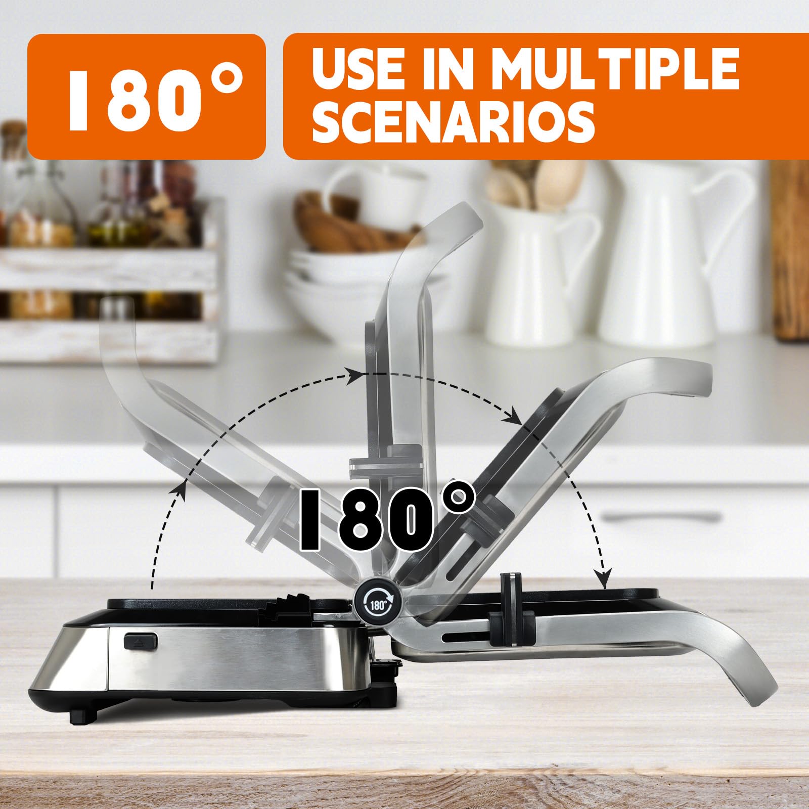 Non-Stick Panini Press & Waffle Maker Combo - 1600W Electric Sandwich Grill with Removable Plates, 180° Open Design - Perfect for Steak, Burgers, Paninis & Waffles - Ideal Kitchen Gift for Home Cooking & Breakfast Preparation