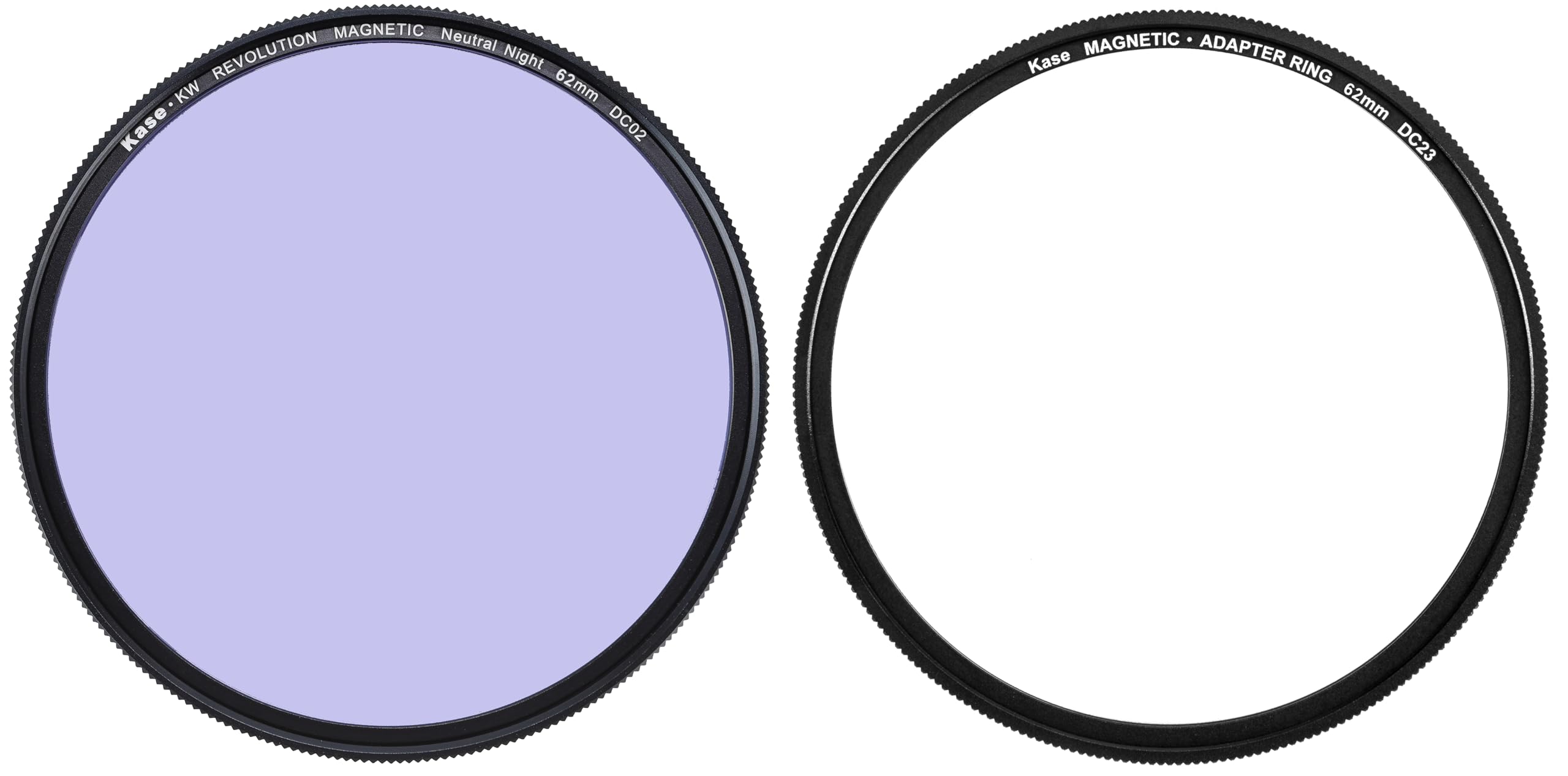 Kase Wolverine Revolution 62mm Magnetic Neutral Night Didymium Light Pollution Filter - Shockproof Tempered Optical Glass with Green Ring & Adapter for Astrophotography and Night Sky Photography