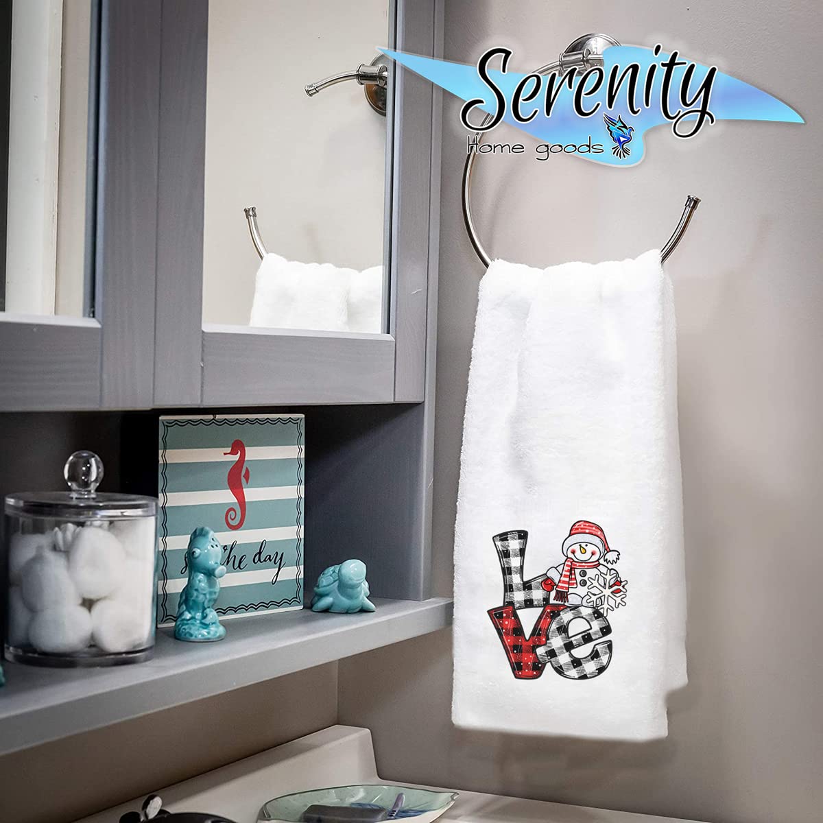 Christmas Snowflake Hand Towels - Holiday Kitchen & Bath Decor - White Winter Home Decorations - Perfect for Xmas Gifts & Seasonal Home Styling
