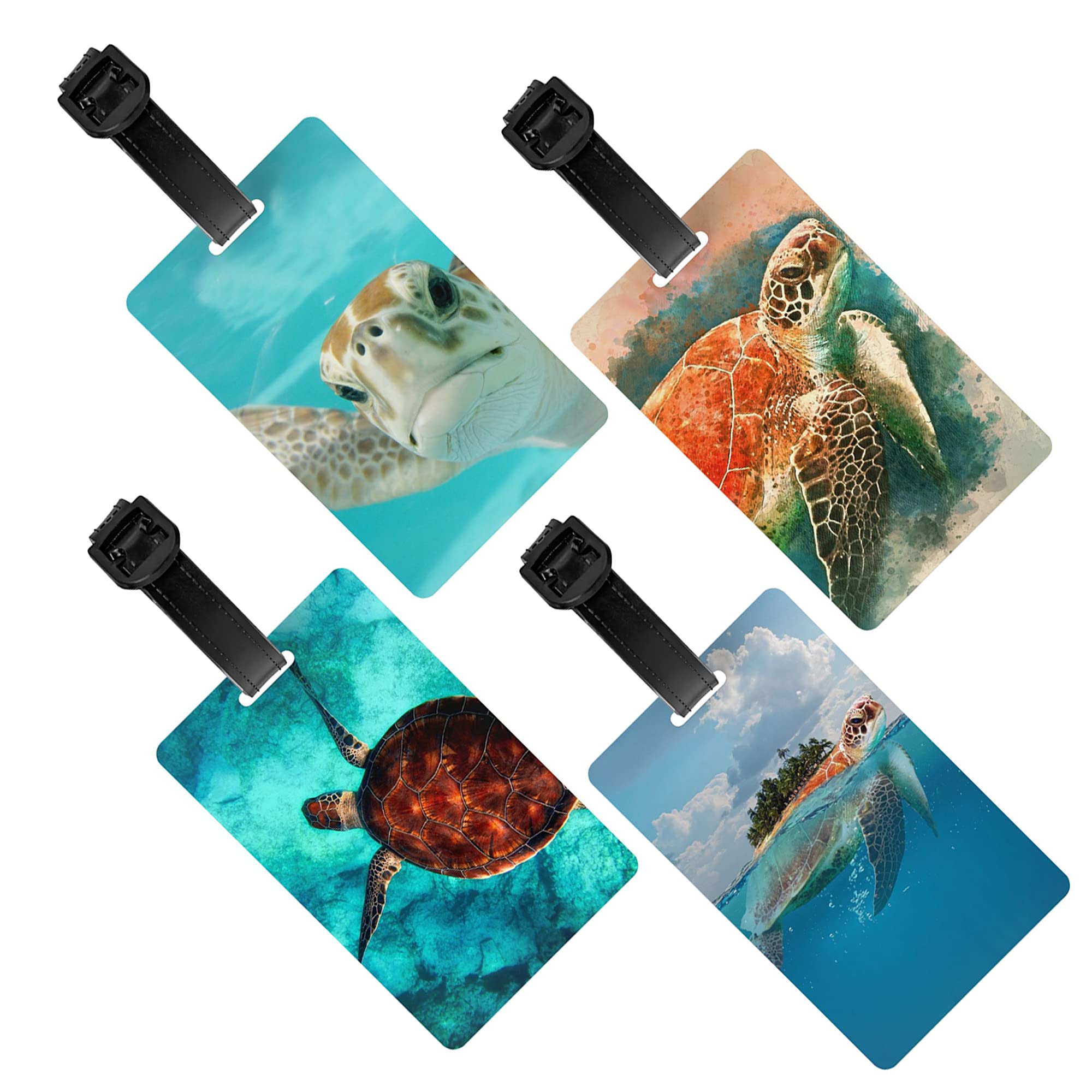 4 Pack Durable PVC Luggage Tags for Travel - Personalized Name ID Card Suitcase Labels for Women, Men & Kids - Perfect for Airports, Cruise Ships & Family Vacations