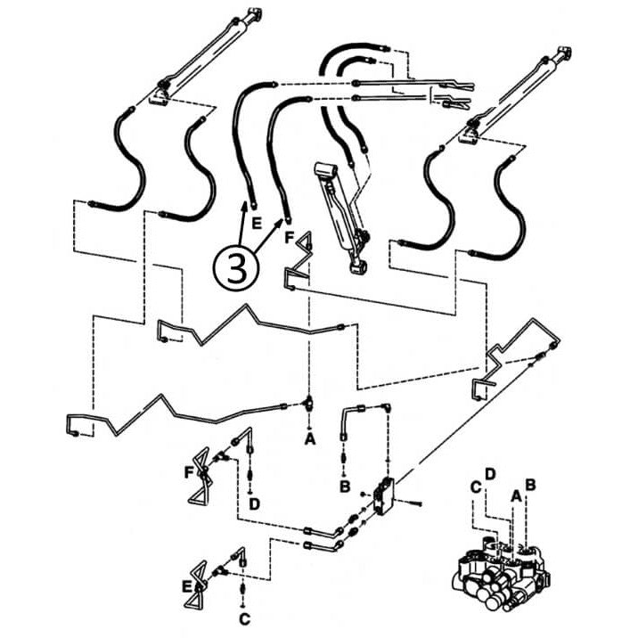 Bobcat 853 Hydraulic Hose for Arm Pivot to Loader Bucket Tilt Cylinder #3 - Replacement Part for Skid Steer Loaders, Excavators & Construction Equipment