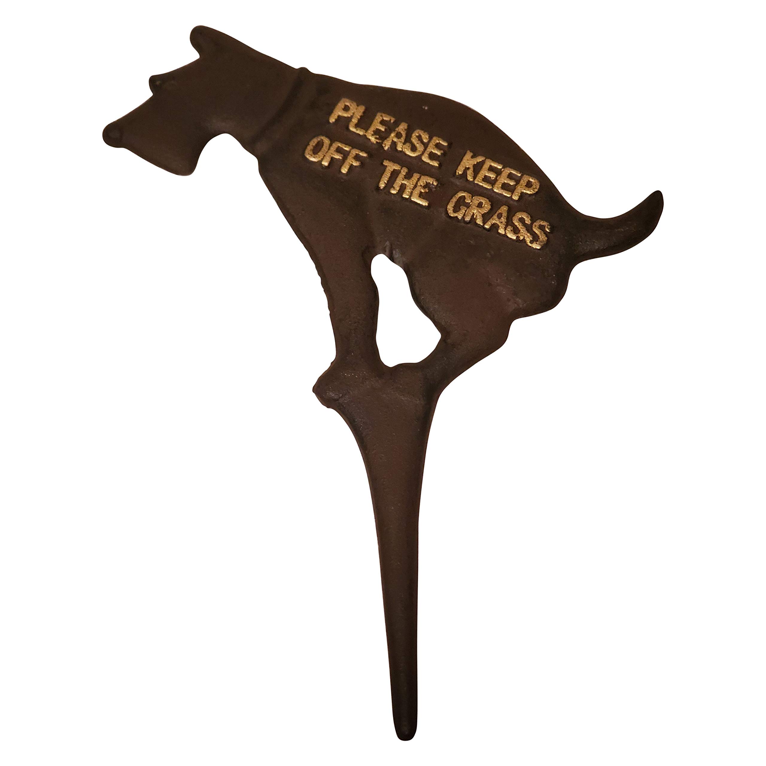 Cast Iron 'Please Keep Off the Grass' Dog Sign - Durable Outdoor Warning Sign for Lawns, Gardens & Yards