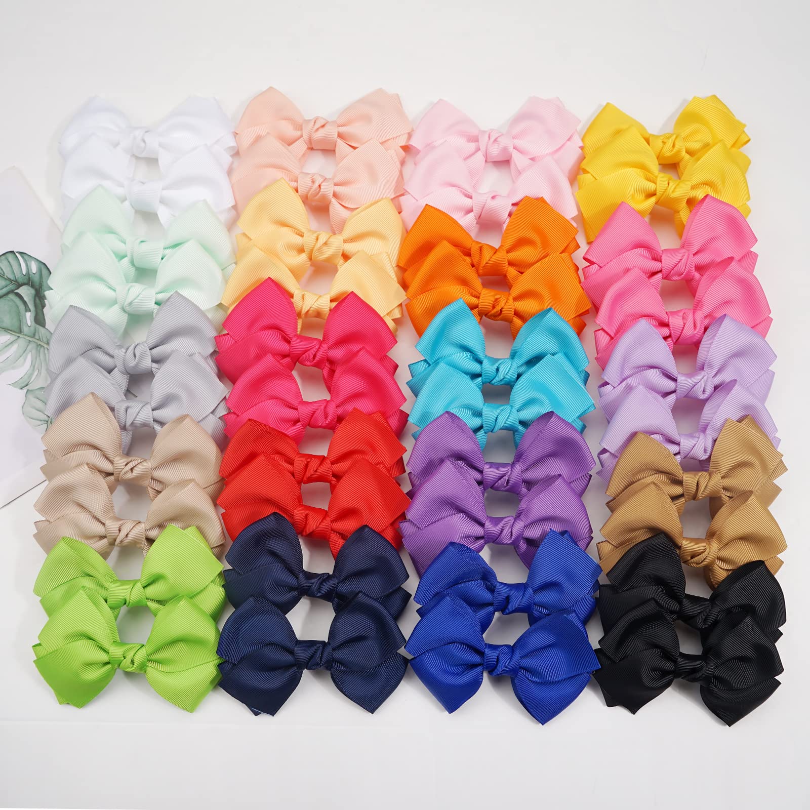 40pcs 4 Inch Grosgrain Ribbon Hair Bows for Girls - Toddler Baby Kids Teens Hair Clips with Alligator Clips - Perfect for School, Birthday Parties, and Daily Hair Accessories (20 Pairs)
