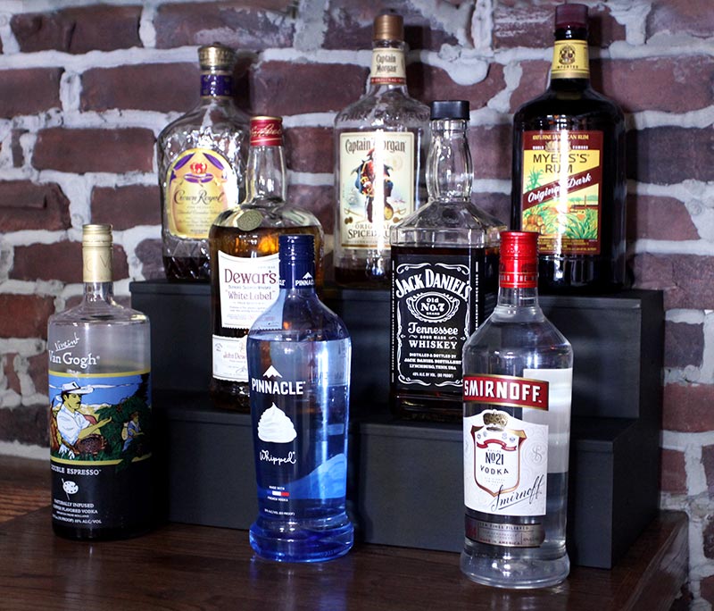 Handcrafted 3-Tier Black Wooden Liquor Shelf - 1.75 Liter Bottle Capacity - Made in USA - Perfect for Home Bars, Restaurants & Wine Cellars