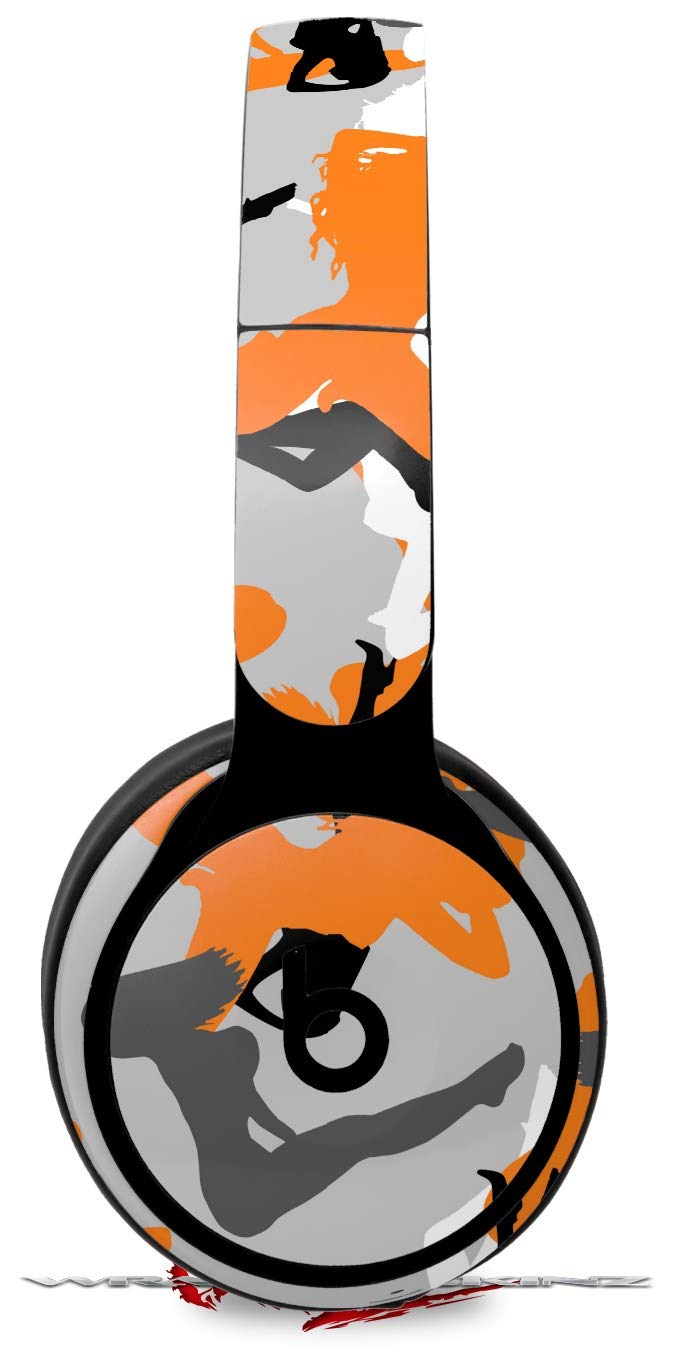 Beats Solo Pro Headphone Skin Decal Wrap - Sexy Girl Silhouette Camo Orange Design | Protective Vinyl Cover Compatible with Original Beats Solo Pro (Headphones Not Included) | Perfect for Gym, Travel & Daily Use