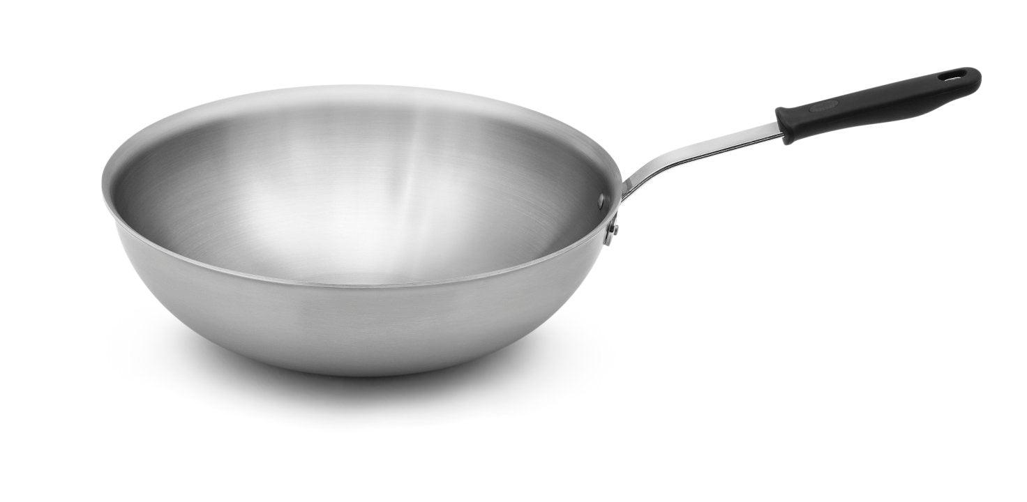 Vollrath Tribute 11-Inch Stainless Steel Wok Pan - Professional Restaurant-Grade Cookware for Stir-Frying, Sautéing & Deep Frying in Commercial Kitchens & Home Cooking