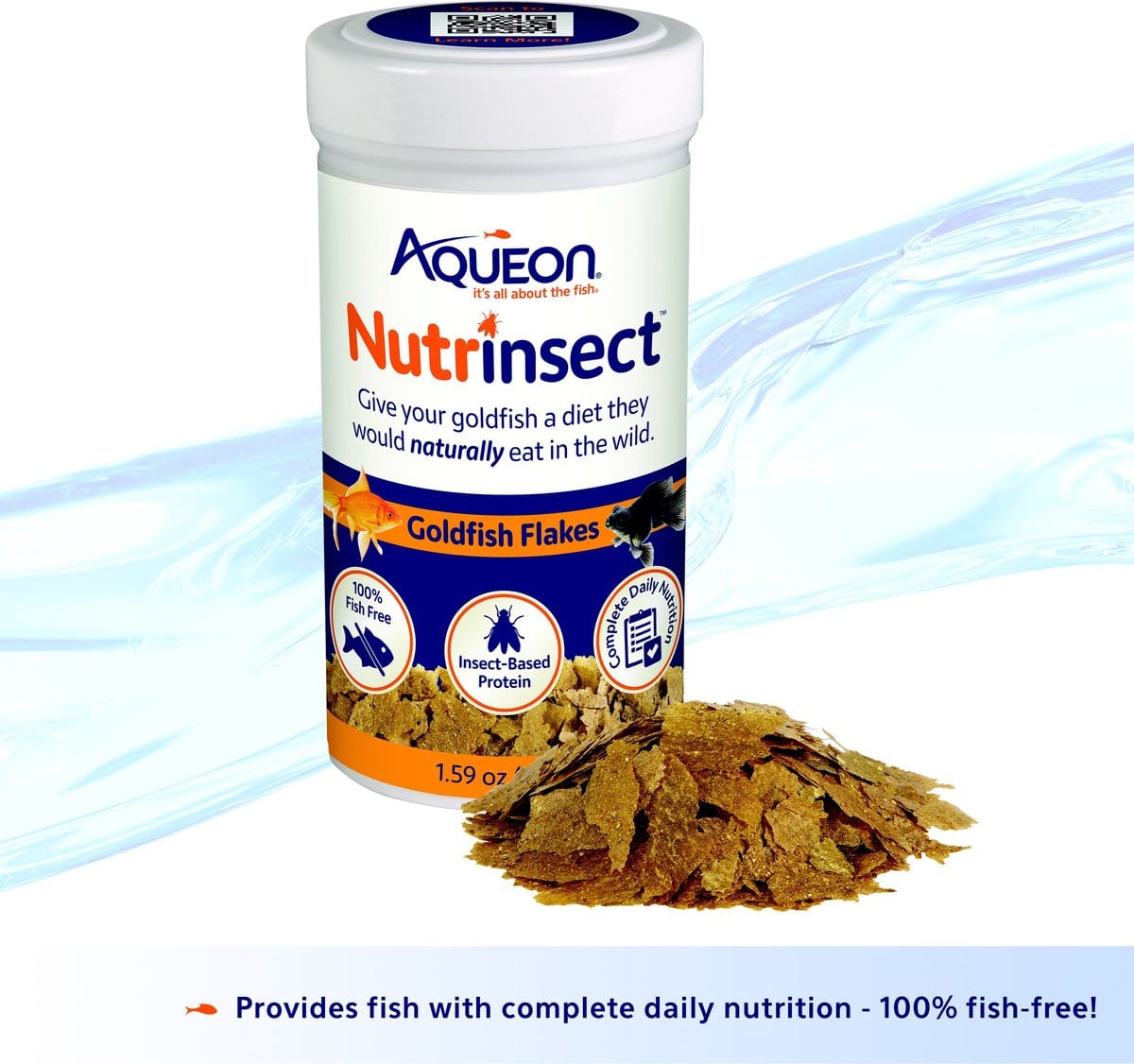 Aqueon Nutrinsect Goldfish Food Flakes - Premium Tropical & Coldwater Fish Food for Goldfish, Koi & Pond Fish - Ideal for Daily Feeding & Nutrition Enhancement