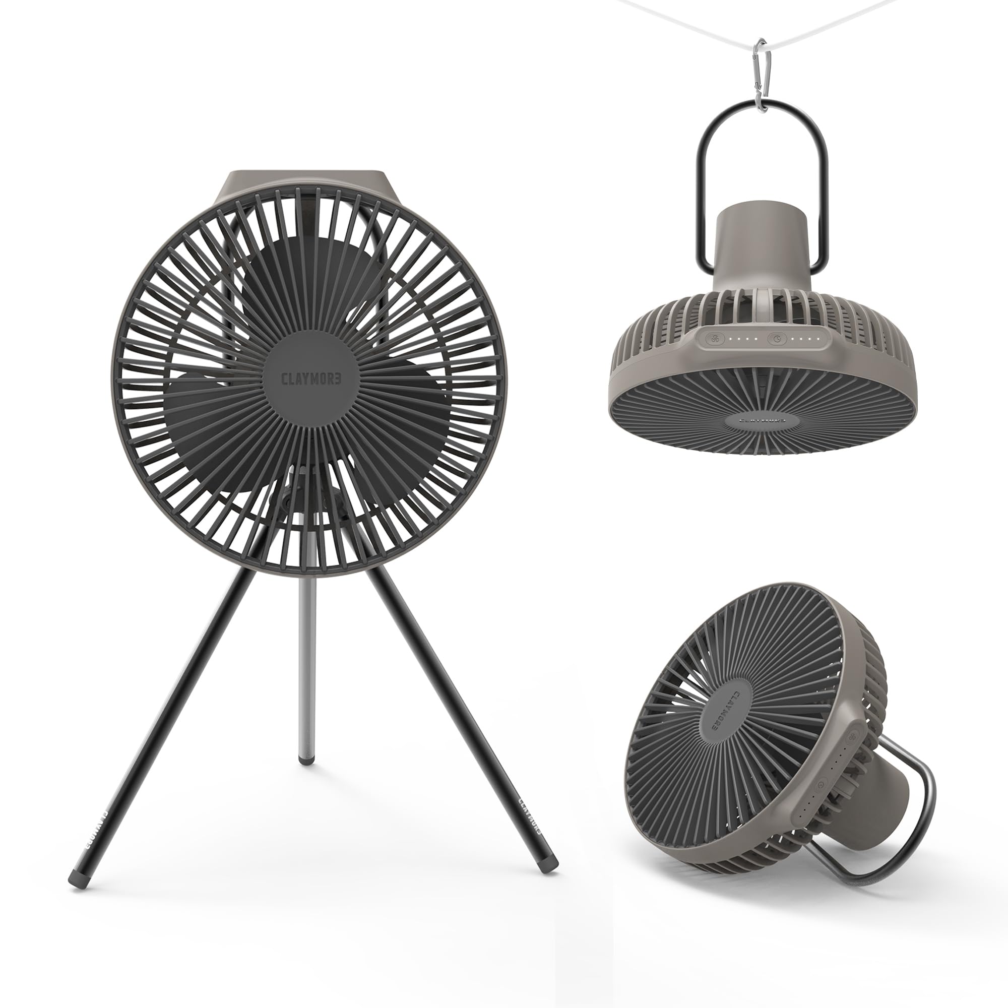 Claymore V600+ Portable Fan - Super Quiet USB-C Rechargeable Desk & Table Fan with Long-Lasting Battery | Perfect for Home Office, Bedroom, Outdoor Camping & Travel | Includes Storage Case (Warm Gray)
