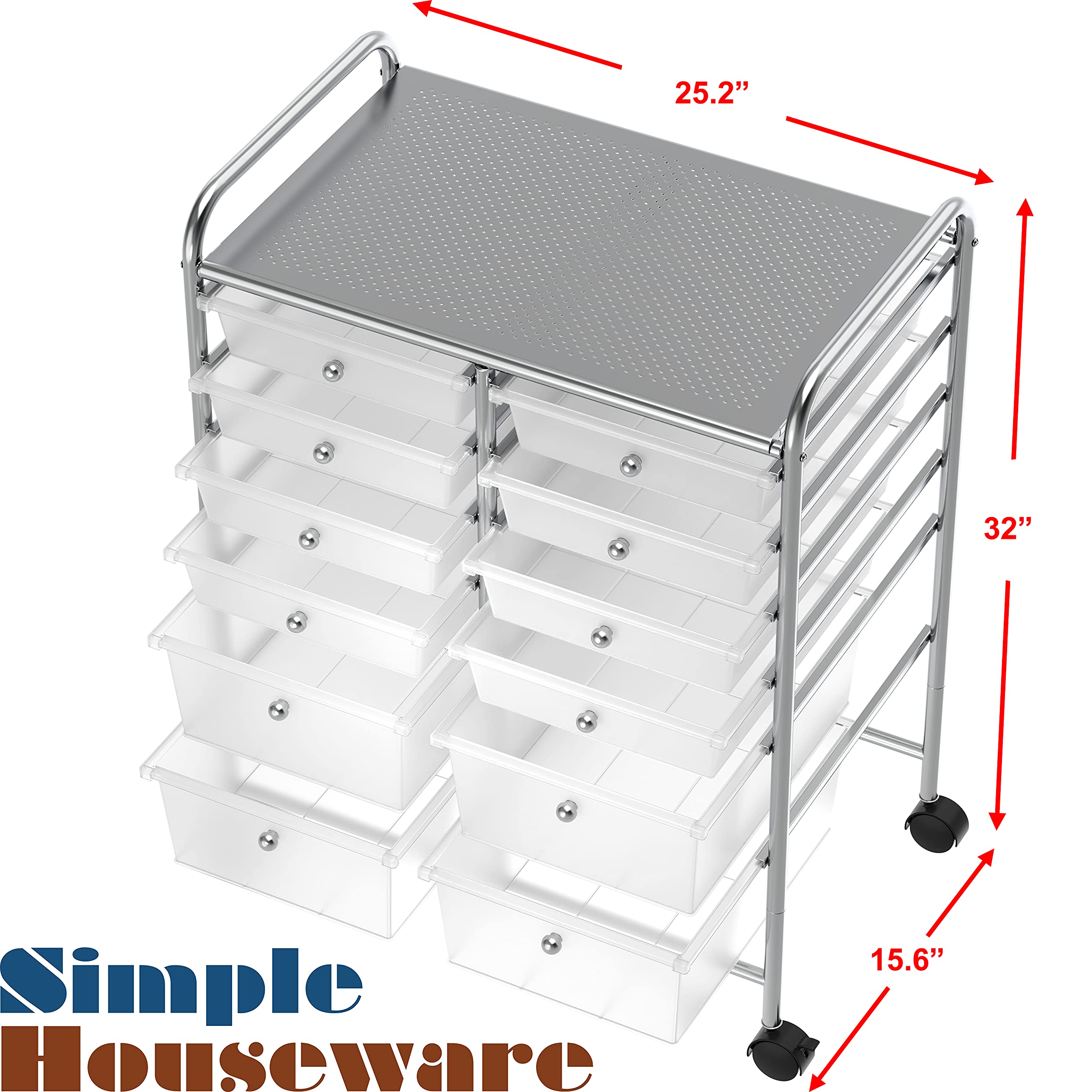 12-Drawer Rolling Utility Cart - Mobile Storage Organizer for Art, Craft & Office Supplies - Perfect for Home, Studio & Classroom Organization