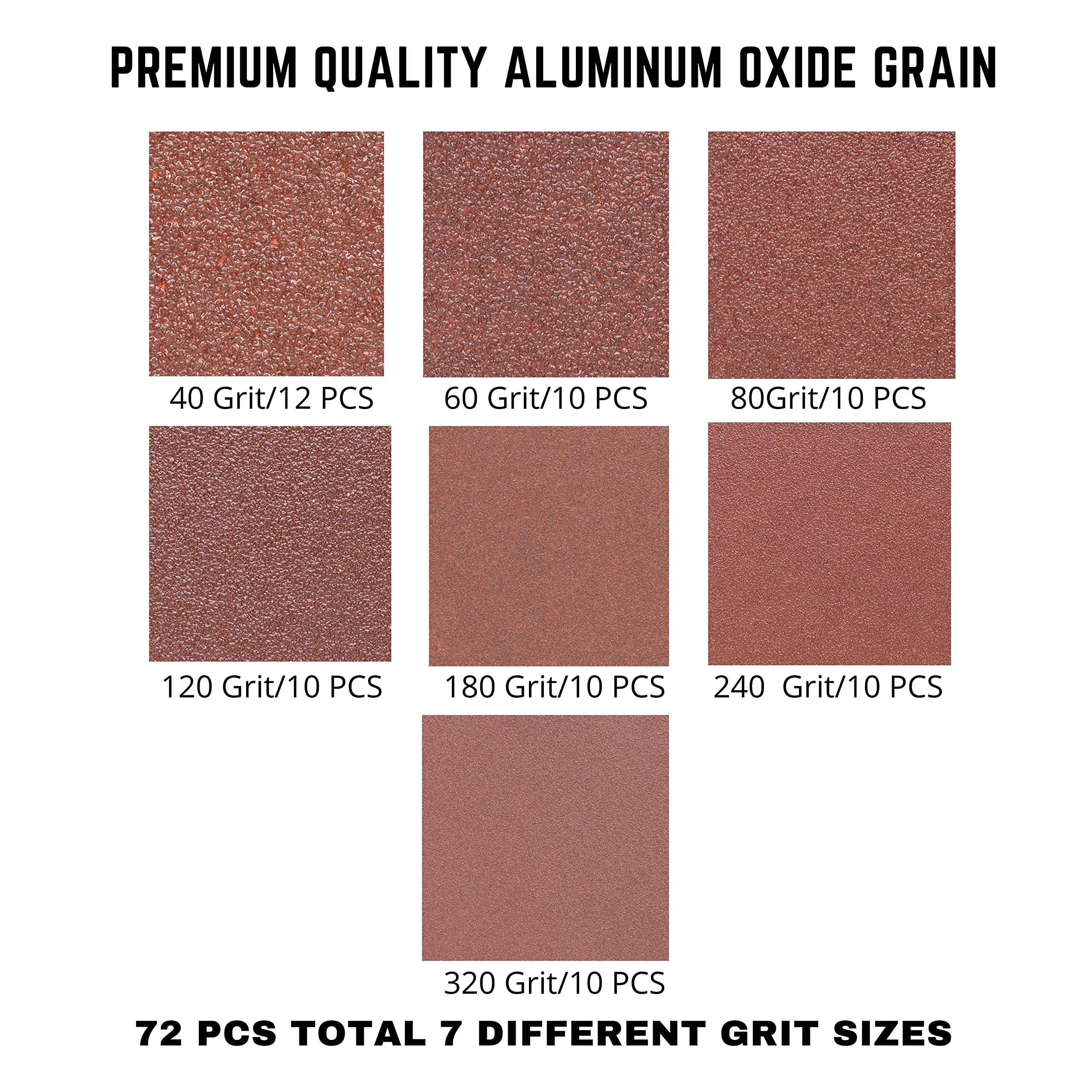 NEIKO 11270A 72-Piece 5-Inch Hook & Loop Sanding Discs Kit | 40-320 Grit Aluminum Oxide Sandpaper Assortment for Orbital Sander | Woodworking, Metal Polishing, DIY Home Projects & Auto Body Repair
