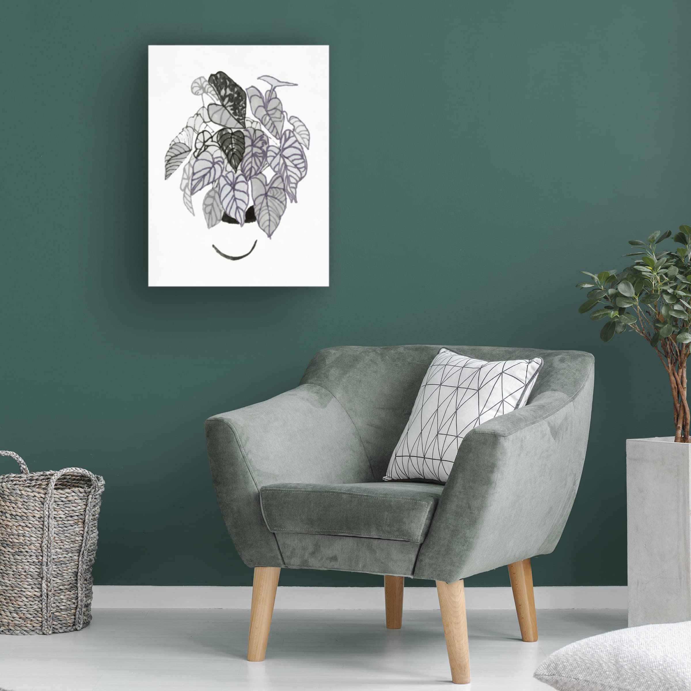 Stellar Design Studio 'Black And White Indoor Plant I' Canvas Wall Art Print - Modern Botanical Home Decor for Living Room, Bedroom & Office