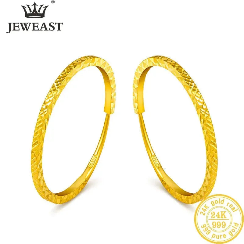 24K Pure Gold Earrings - Real AU 999 Solid Gold Stud Earrings for Women | Trendy Fine Jewelry Gift for Her | Perfect for Weddings, Parties & Everyday Luxury Wear (2023 New Arrival)