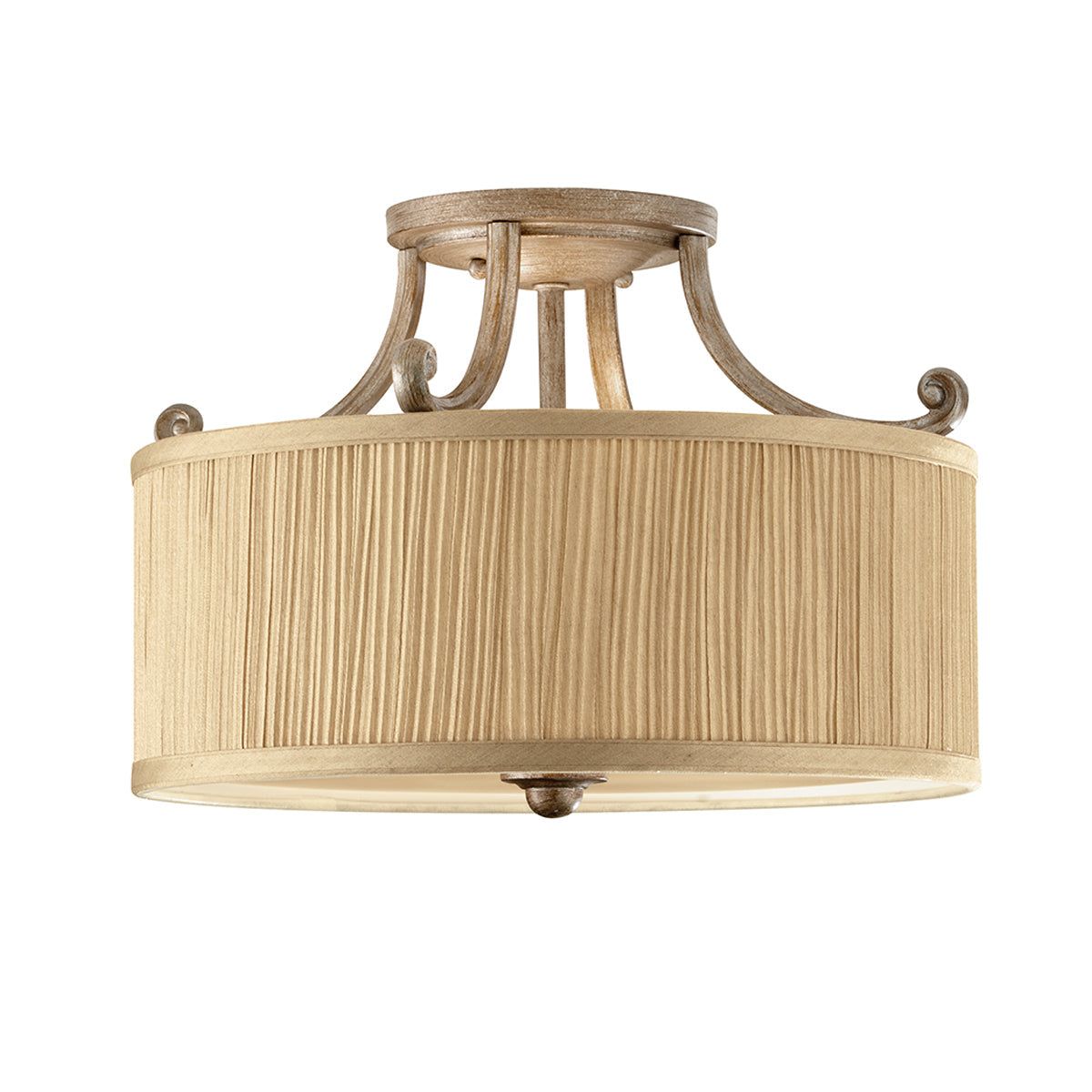 Abbey 3L Semi Flush Ceiling Light - Silver Sand Finish - Modern Lighting Fixture for Bedroom, Living Room & Hallway