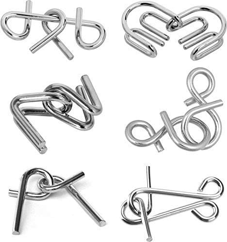Kunya Kid 6-Piece Metal Wire Brain Teaser Puzzle Set - IQ Challenge Toys for Adults & Kids - Perfect for Gifts, Party Favors, Classroom Prizes - Disentanglement & Logic Game - Great for Family Game Night, Office Stress Relief & Travel Entertainment