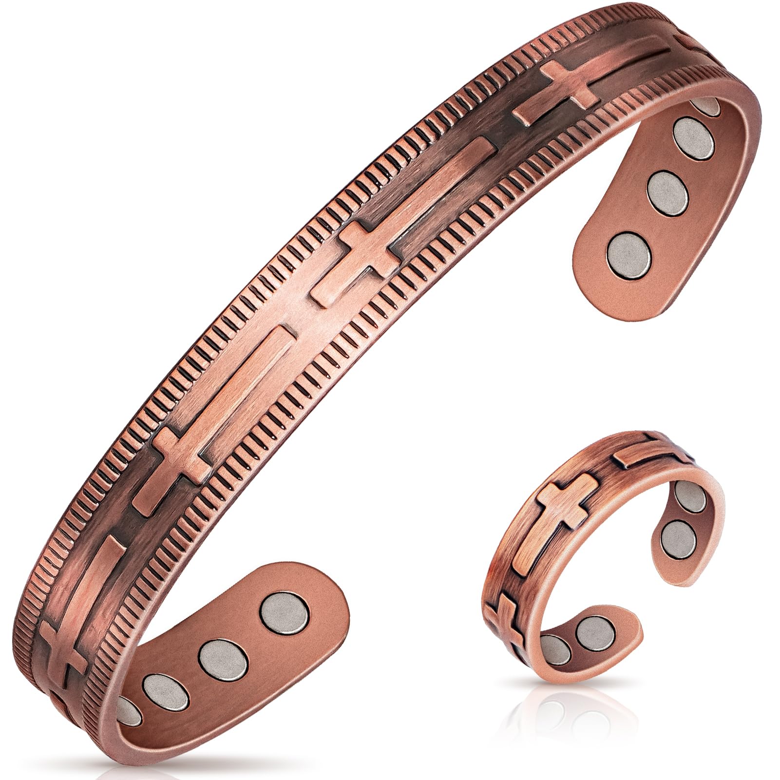 Lymphatic Drainage Copper Bracelet & Magnetic Detox Ring for Women – 100% Pure Solid Copper Jewelry Set, Gift for Wellness & Pain Relief | Perfect for Yoga, Meditation & Daily Wear