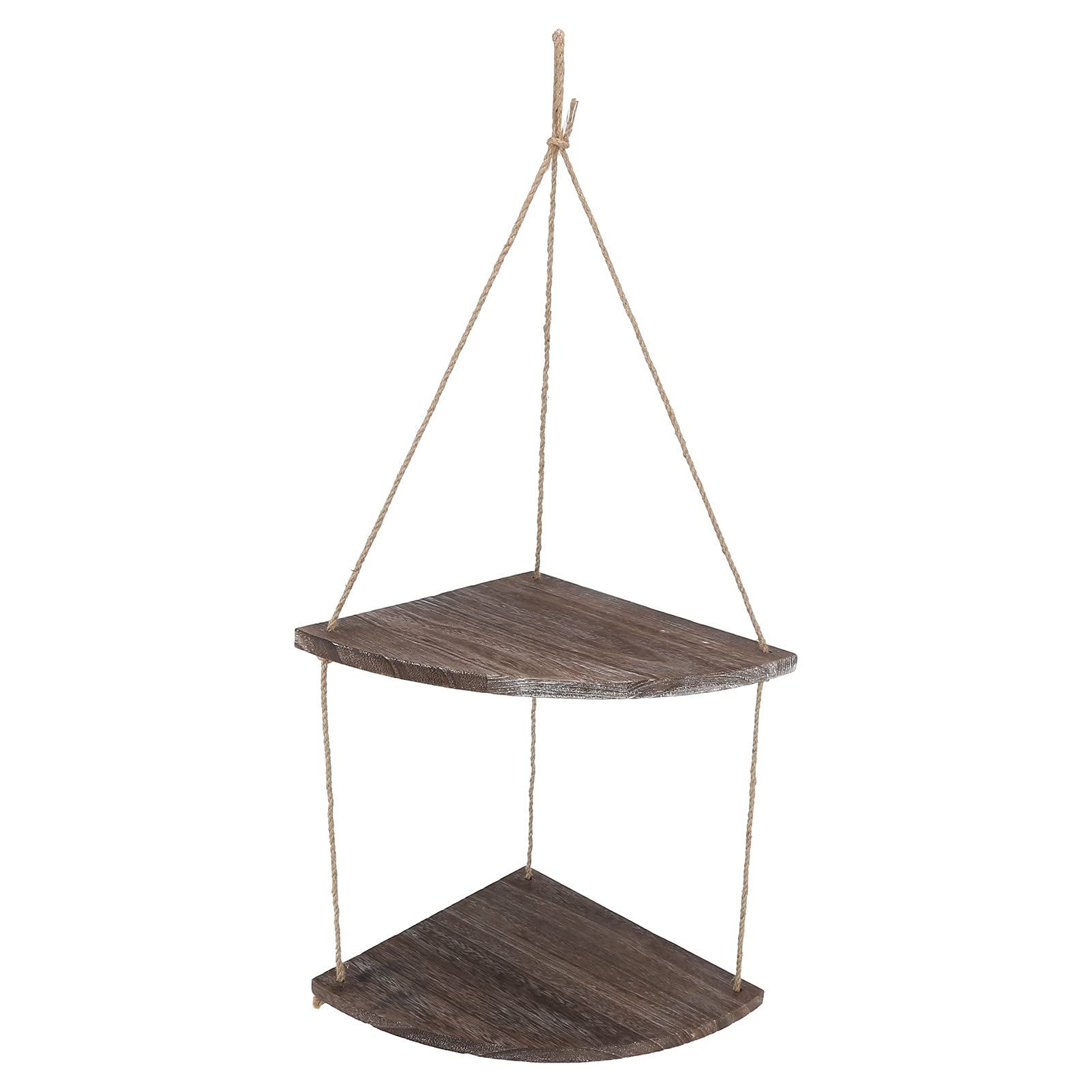EBTOOLS Retro Multi-Layer Fan-Shaped Corner Shelf - Hemp Rope Hanging Wall Storage Rack for Plants, Flowers & Home Decor - Perfect for Small Spaces, Bathroom, Kitchen & Living Room Organization