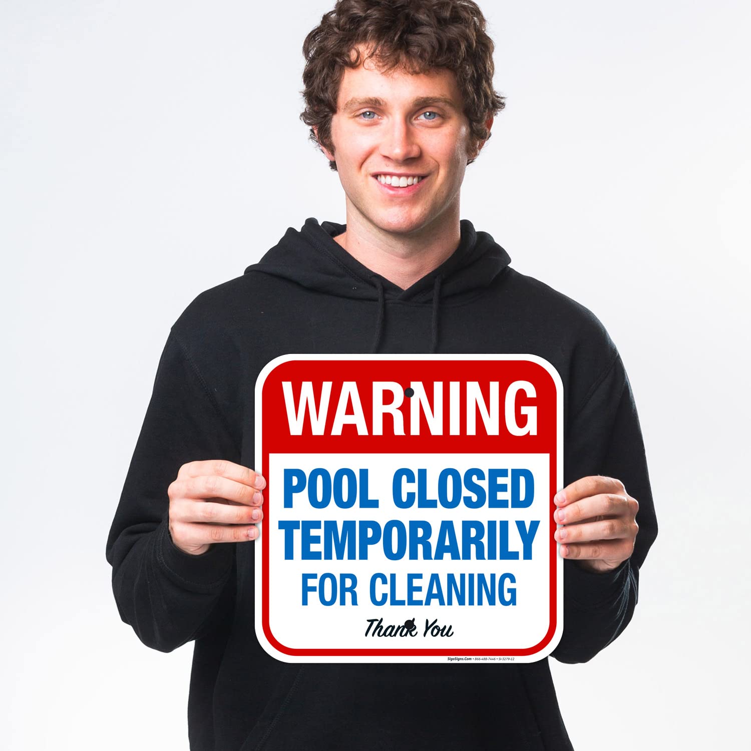Pool Closed Temporarily for Cleaning Sign - 12x12 Inch Rust-Free .040 Aluminum Warning Sign - Fade Resistant Indoor/Outdoor Use - Made in USA - Perfect for Public Pools, Water Parks & Community Centers