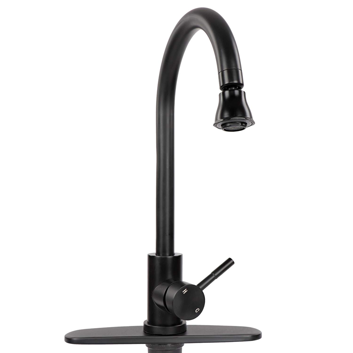 Black Gooseneck RV Kitchen Faucet with Sprayer - Perfect for Campers & Trailers