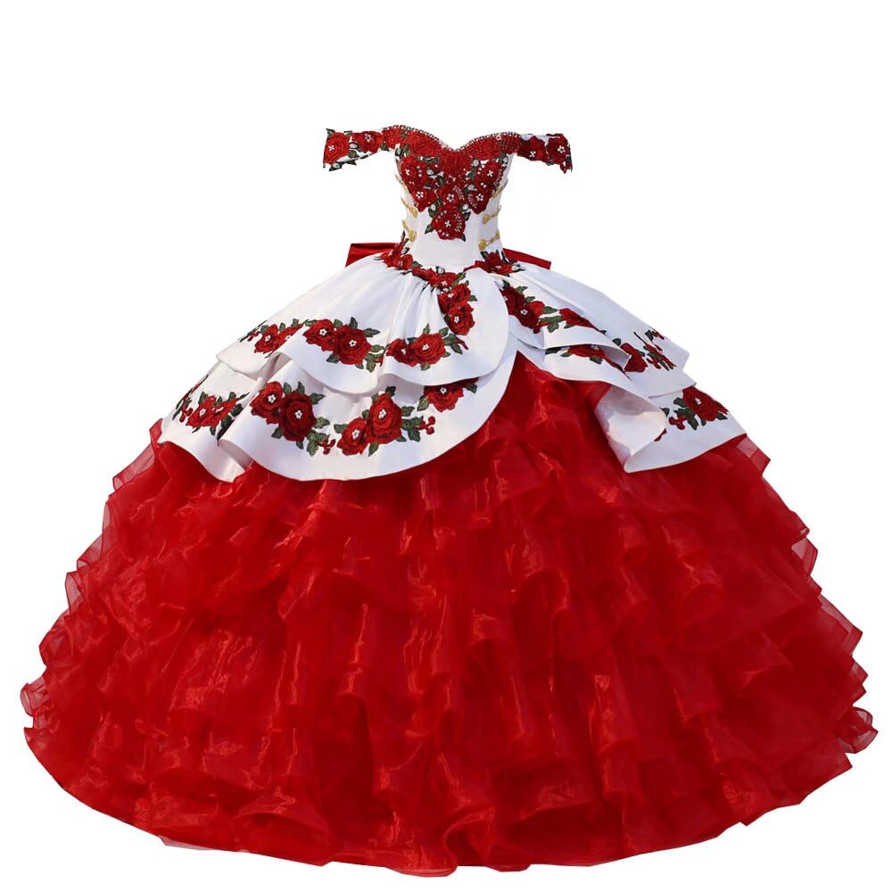 2025 African Floral Off-Shoulder Ball Gown with Ruffles & Beaded Corset Back - Elegant Prom Formal Dresses for Homecoming, Wedding Guest & Special Occasions