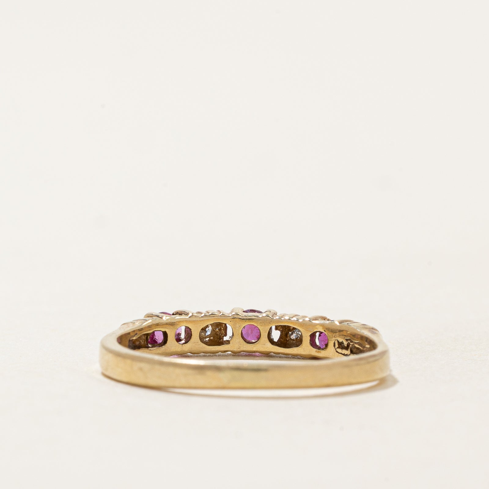 Ruby & Diamond Semi Eternity Ring | 0.18ctw Ruby & 0.01ctw Diamond | Size 4.5 | Elegant Stackable Band for Anniversary, Wedding, or Valentine's Day Gift