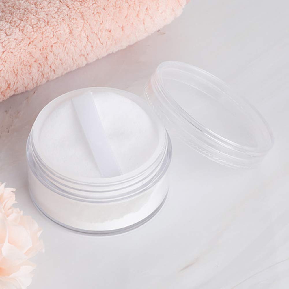2 Pcs 50g Empty Transparent Loose Powder Case - Refillable Makeup Powder Box with Sifter, Lid & Powder Puff | Portable Cosmetic Container for Travel, Home & Professional Makeup Kit