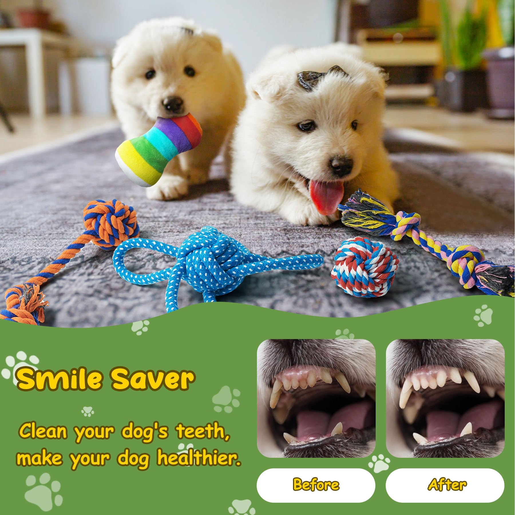 22-in-1 Puppy Teething Chew Toy Set with Rope, Squeaky Toys & Treat Balls - Safe Dental Chew Toys for Small Dogs & Puppies - Perfect for Teething Relief, Playtime & Training