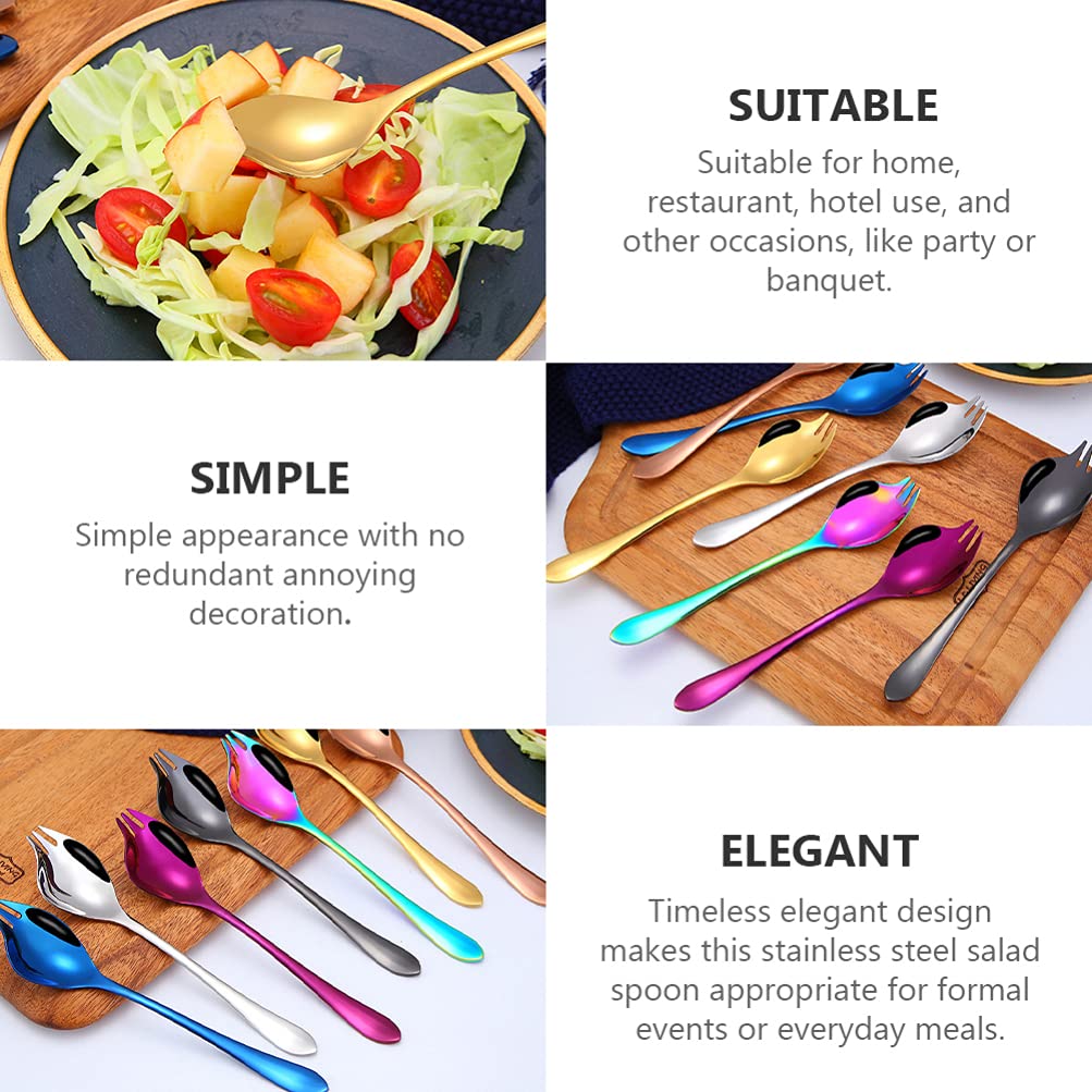 Luxshiny 2-Piece Stainless Steel Salad Serving Set - Dual Purpose Spoon & Fork for Fruit, Dessert, Party Tableware - Perfect for Dinner Parties, Picnics, and BBQ Gatherings