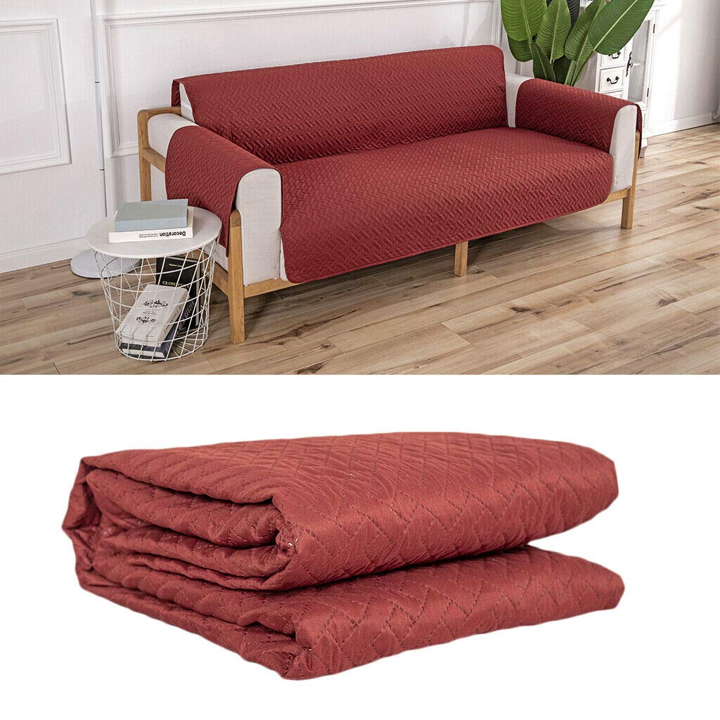 Premium Brushed Thick Sofa Slipcover - Wine Red (190x196cm) - Durable Furniture Protector for Kids & Pets - Perfect for Living Room, Family Room & Home Decor