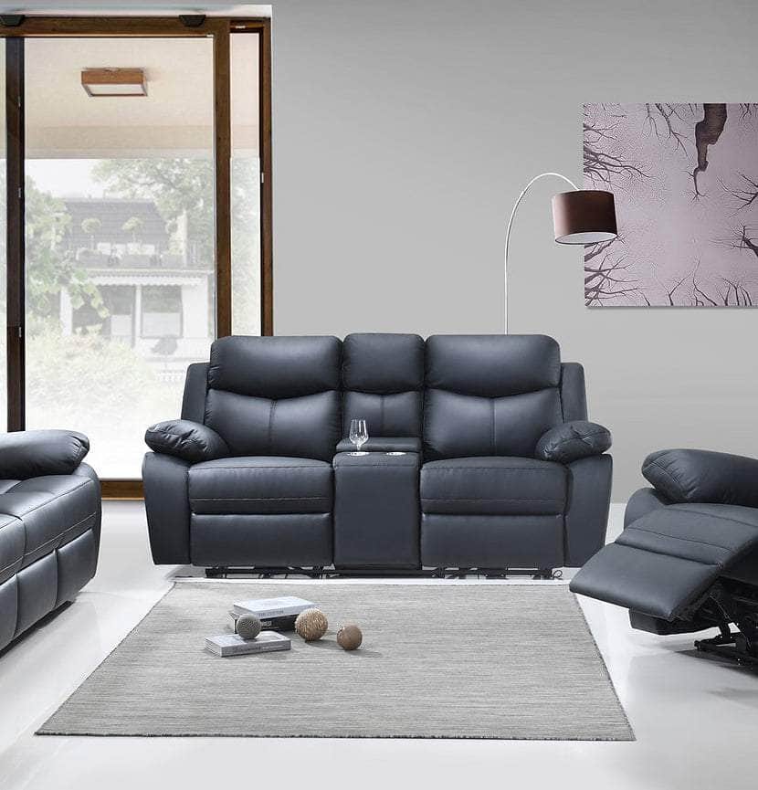 Whitby Power Reclining Loveseat with Console - Leather Match Upholstery, 2 Color Options - Perfect for Living Room, Home Theater & Small Spaces