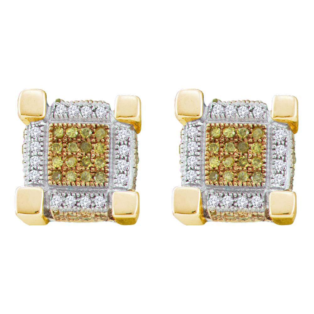 10K Yellow Gold Men's Diamond Cube Stud Earrings 1/2 CTTW - Perfect Gift for Him