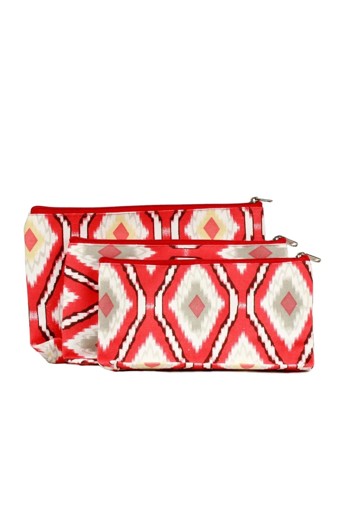 Stylish Ikat Print Cosmetic Bag for Makeup & Travel - Waterproof & Durable Makeup Organizer for Women | Perfect for Gym, Beach & Everyday Use