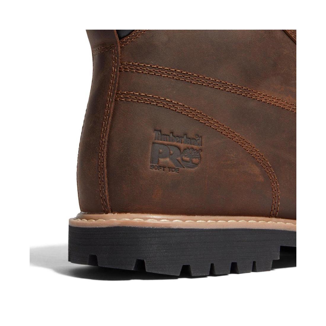 Gritstone 6 Inch Soft Toe Work Boots for Men - Comfortable Brown Leather Safety Shoes for Construction, Hiking & Outdoor Work