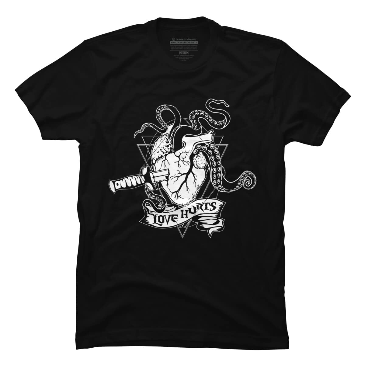 Design By Humans Men's Love Hurts The Monster Heart Valentine's Day T-Shirt | Graphic Tee by vonKowen | Perfect for Valentine's Gifts, Date Nights & Couple Outfits