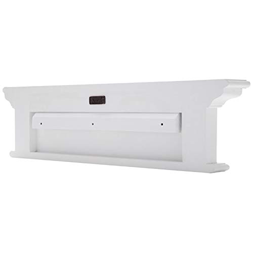 NovaSolo Halifax 4-Hook Wall Mounted Coat Rack with Top Shelf - Solid Mahogany Wood in Pure White Finish | Perfect for Entryway, Bedroom, or Mudroom Organization
