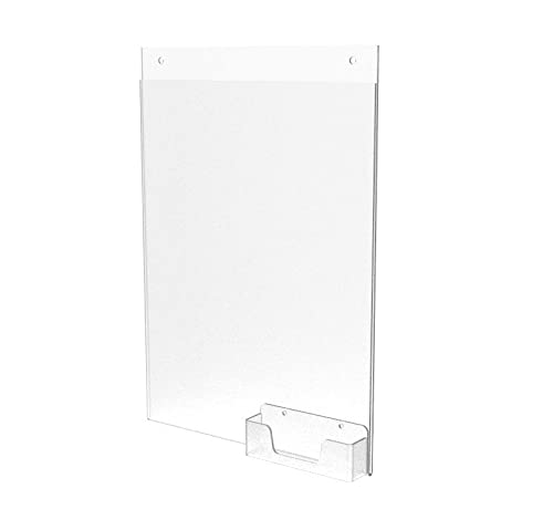 6 Pack Clear Acrylic Wall Mount Sign Holder 8.5x11 Inches with Business Card Slot - Single-Side Picture Frame for Office, Retail & Restaurants - Includes Peel Off Protective Film (White) - Perfect for Menu Boards, Price Displays & Promotional Signs